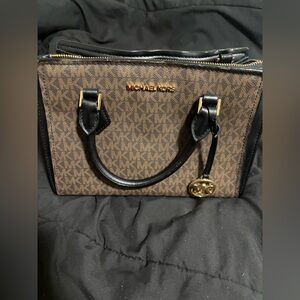 Michael Kors Brown and Black Logo Satchel